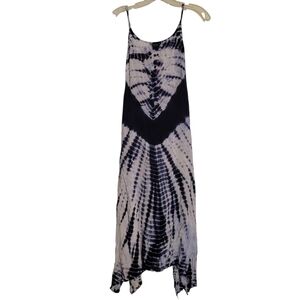 Tie-Dye Maxi Dress - Navy Blue and White